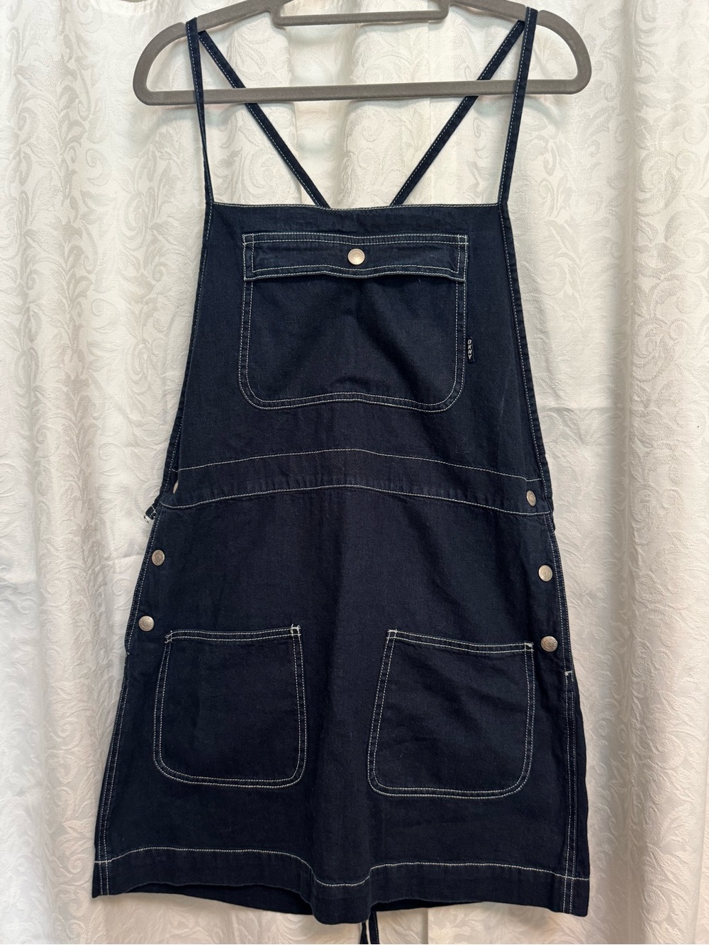 Backless Pinafore Denim Dress